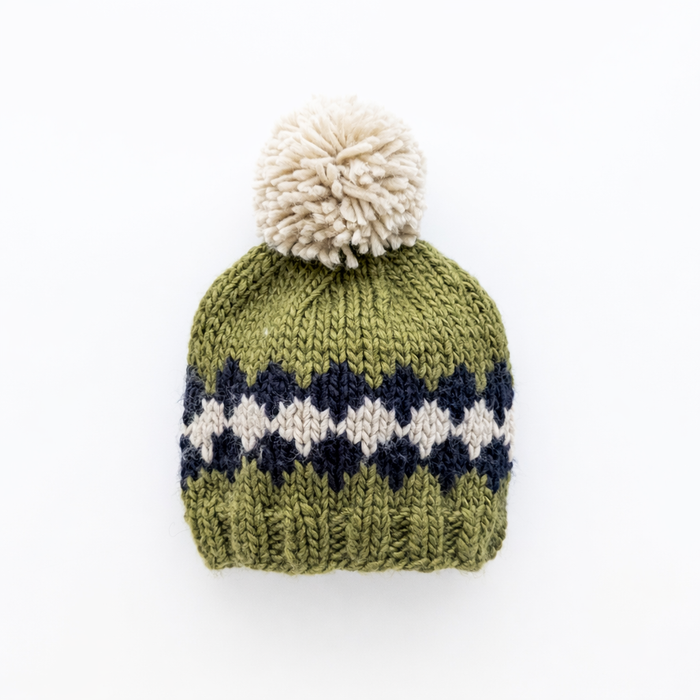 Huggalugs Beanie Hat in Green Geo