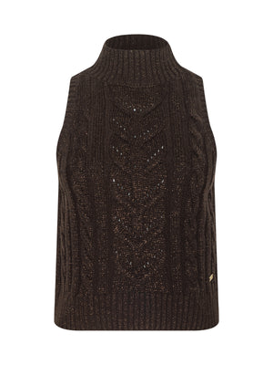 L'Agence Bellini Sleeveless Turtleneck in Dark Brown