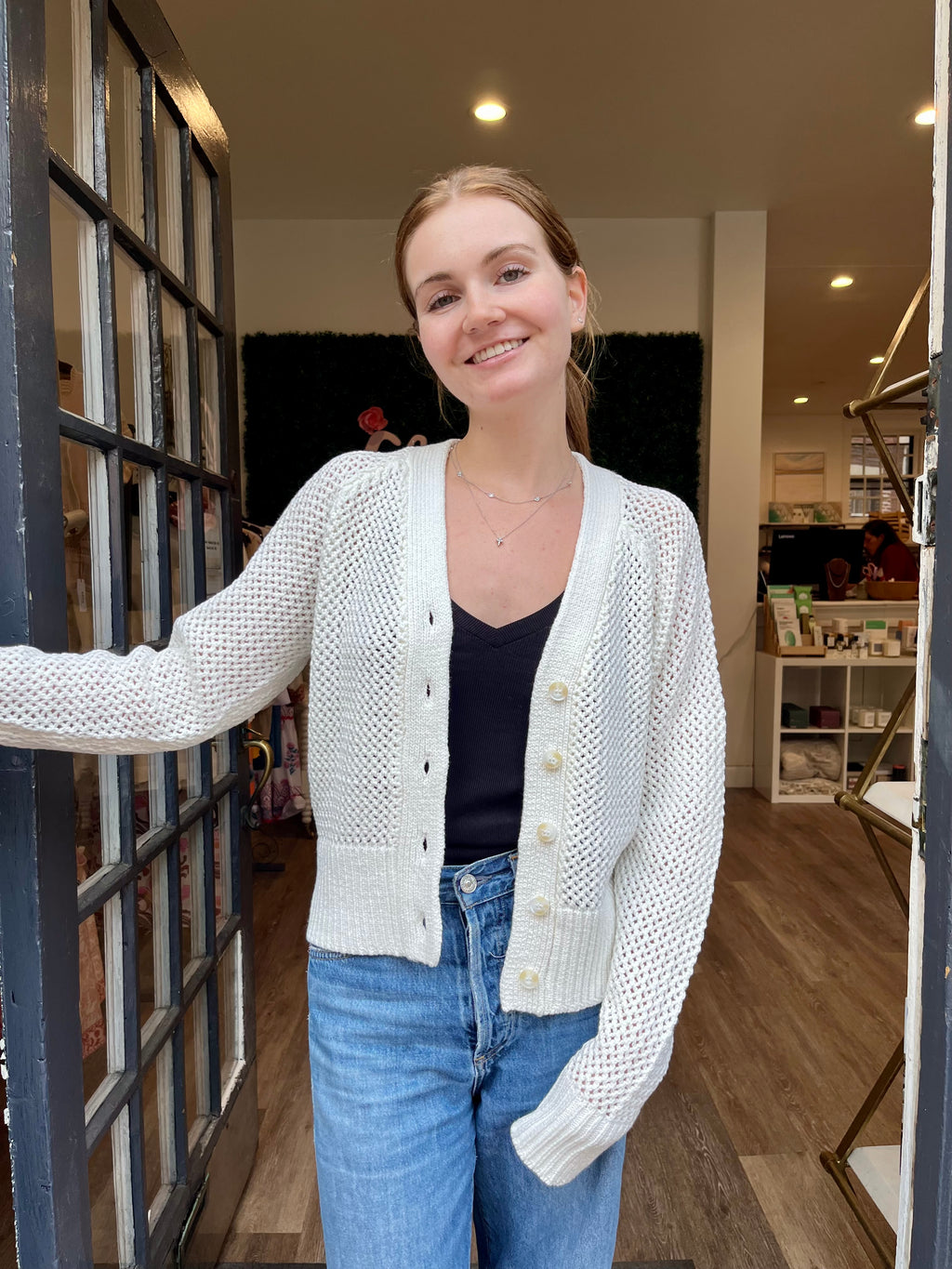 Fifteen Twenty Ellen Crochet Cardigan in White