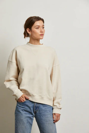 perfectwhitetee Blake French Terry Oversized Crewneck in Sugar