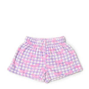 OMG Accessories  Gingham Bow Printed Cozy Pajama Shorts