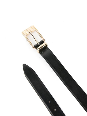 Ettika Engraved Rectangle Buckle Belt in Carbon Black