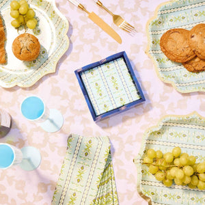 Laura Park Designs - Rosemary Stripe French Blue Cocktail Napkins