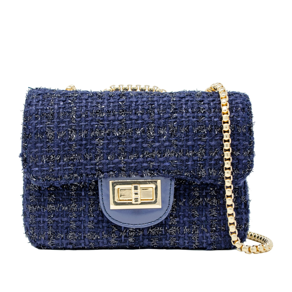 Zomi Gems Tweed Handbag in Navy