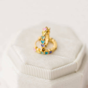 Pierced Co Rainbow Heart Huggies