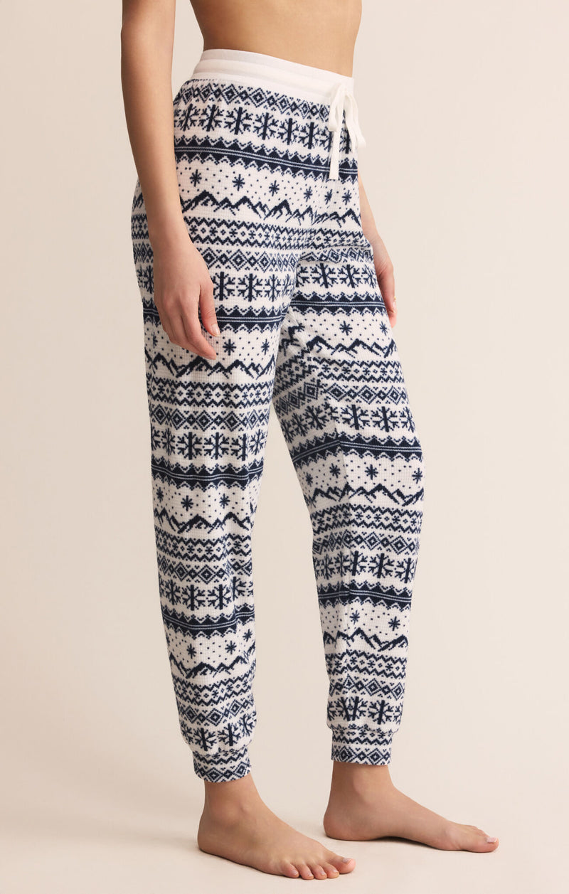 Z Supply Luxe Twilight Fairisle Jogger in Vanilla Ice