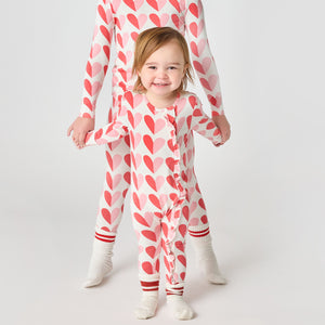 Pink Chicken Bamboo Pajama Set in Pink Half Hearts