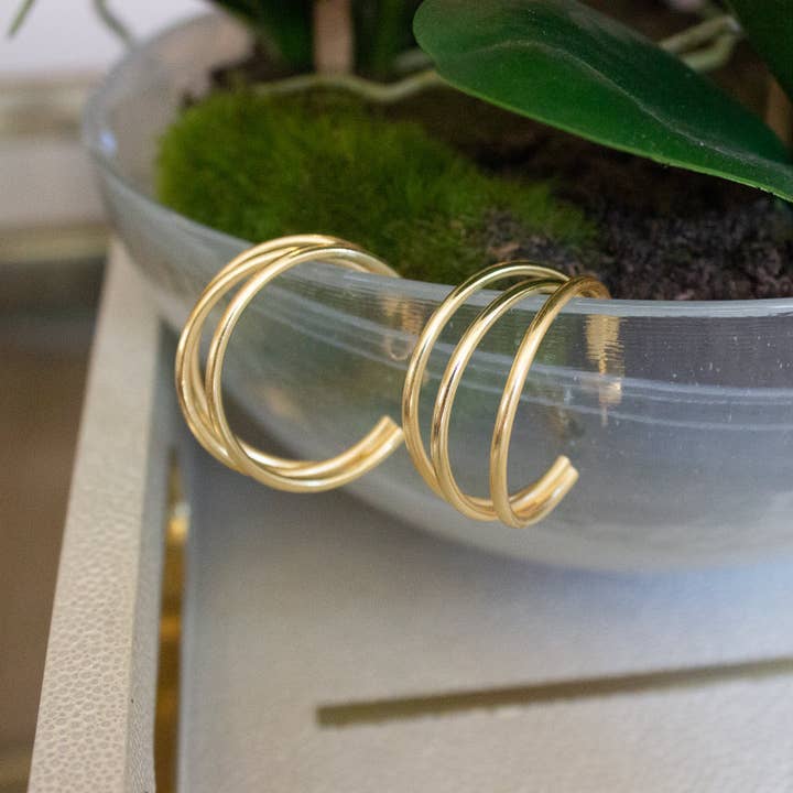 Ever Alice Triple Hoop Earring in Gold