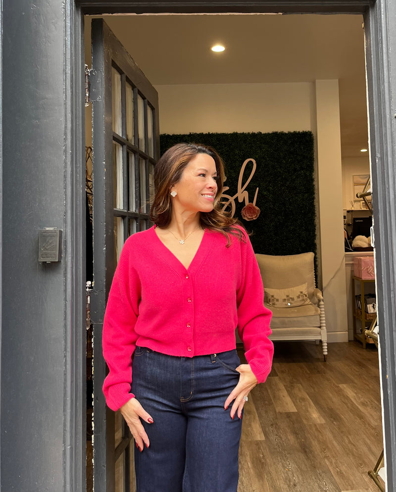 Colorush Koa Cropped Cardigan in Topaz