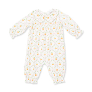 Angel Dear Smocked Romper in Pretty Pumpkin Trellis