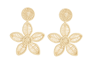 Victoria Dunn Hibiscus Flower Earring in Iraca Palm