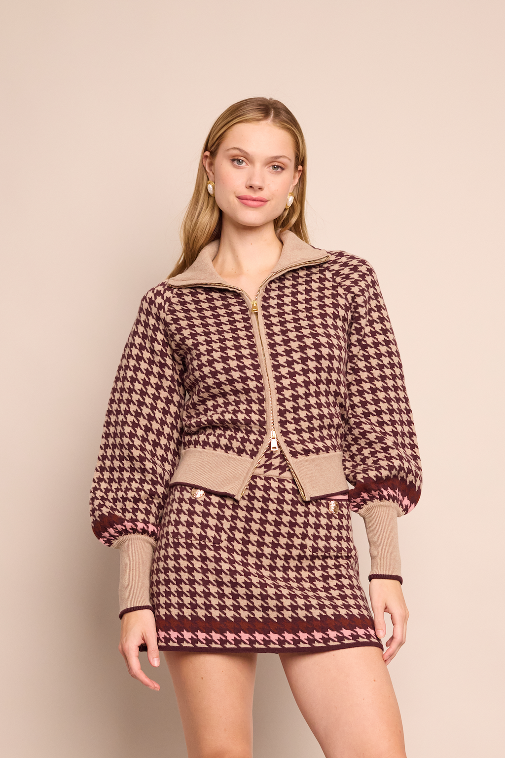 Cara Cara Lyss Jacket in Houndstooth Multi Taupe