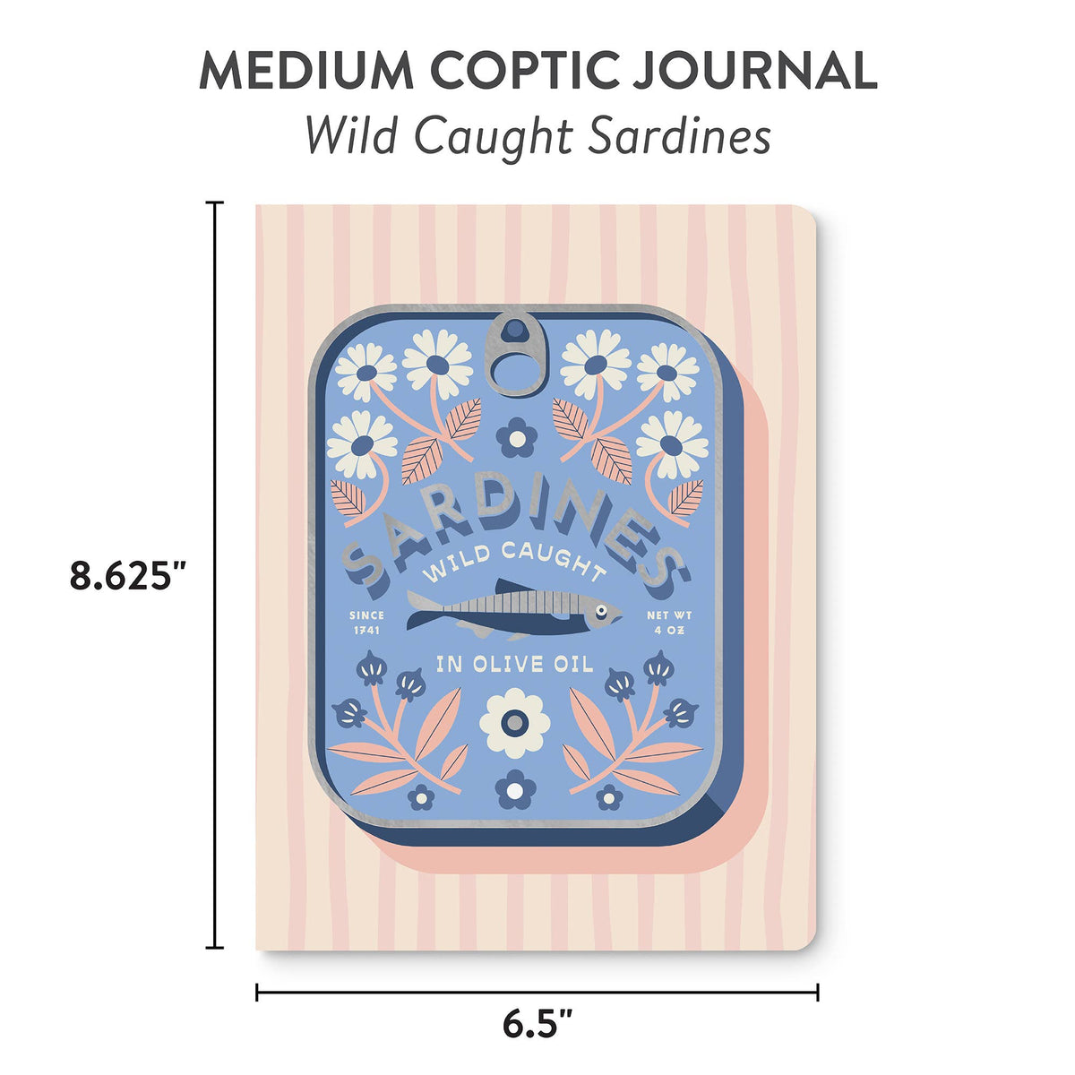 Studio Oh! Wild Caught Sardines Medium Coptic-Bound Journal