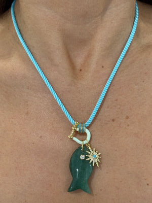 Forever Blythe Gemstone Single Fish Pendant Necklace - Assorted