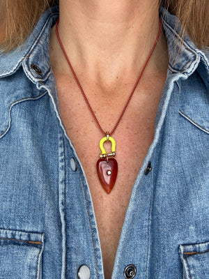 Forever Blythe Carnelian Heart Necklace in Citrus and Terracotta