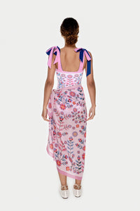 Jessie Zhao New York Beach Sarong Wrap in Pink Garden