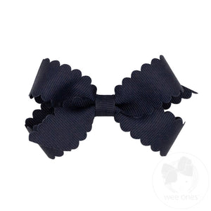 Wee Ones Mini Grosgrain Hair Bow with Scalloped Edge-Multiple Colors!