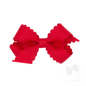 Wee Ones Mini Grosgrain Hair Bow with Scalloped Edge-Multiple Colors!