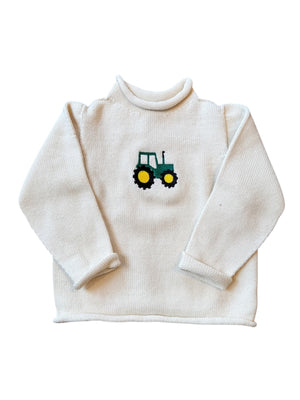 A Soft Idea Green Tractor Roll Neck Sweater in Natural