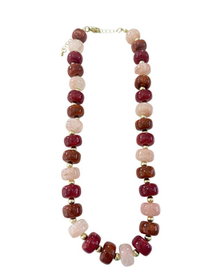 Gemelli - Kenny Chunky Beaded Necklace - Maroon Mix