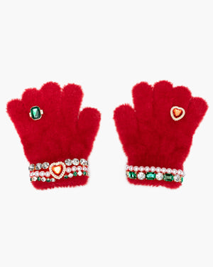 Super Smalls Christmas Cheer Ruby Red Jeweled Gloves
