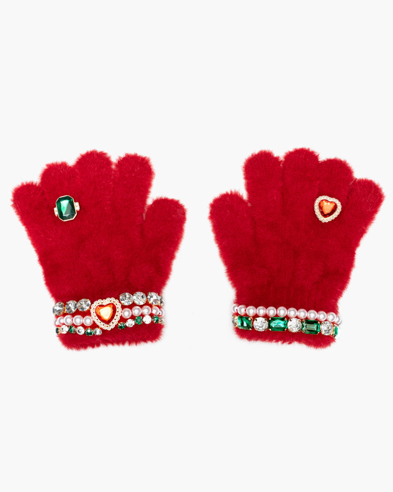 Super Smalls Christmas Cheer Ruby Red Jeweled Gloves