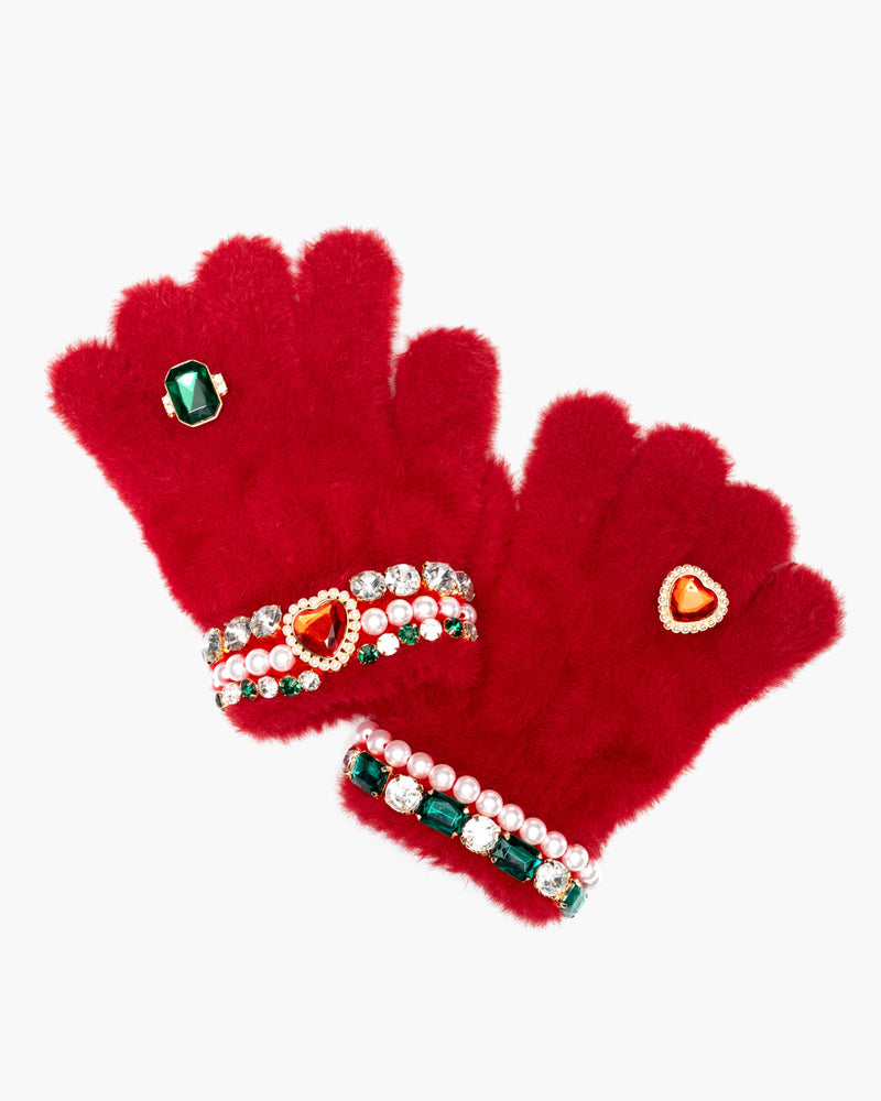 Super Smalls Christmas Cheer Ruby Red Jeweled Gloves