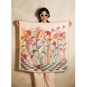 Jessie Zhao New York Double Sided Silk Scarf in Flowers Daydreams