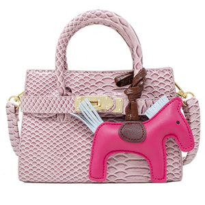 Zomi Gems Crocodile Pony Handbag in Pink