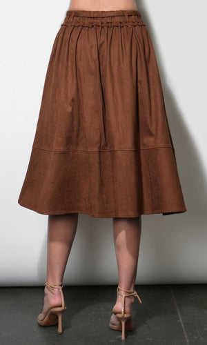 Greylin Wren Suede Midi Skirt in Camel