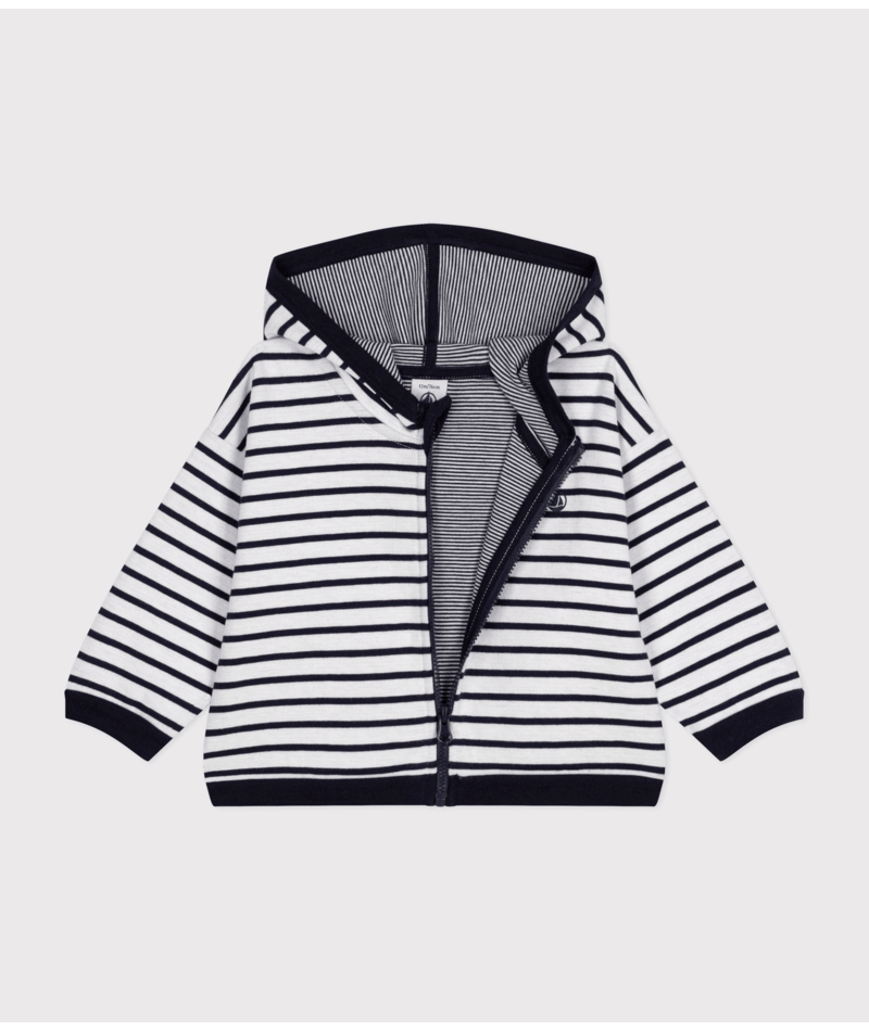 Petit Bateau Zip Hoodie in Navy Stripe