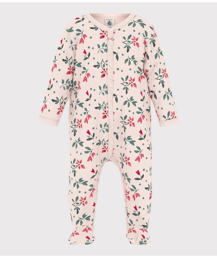 Petit Bateau Snap Footie in Pink Floral