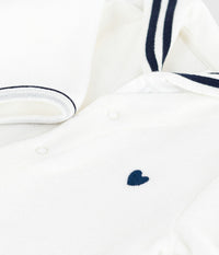 Petit Bateau Velour Snap Front Footie with Sailor Collar