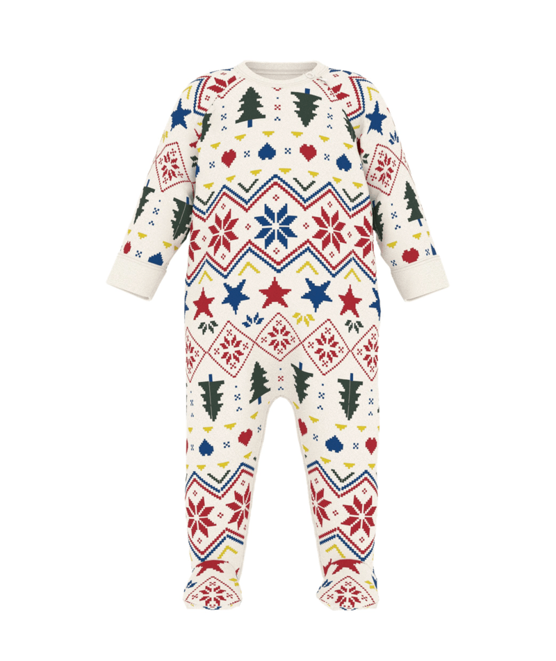 Petit Bateau Side Zip Holiday Print Footie