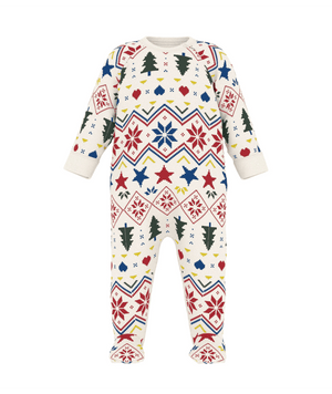 Petit Bateau Side Zip Holiday Print Footie