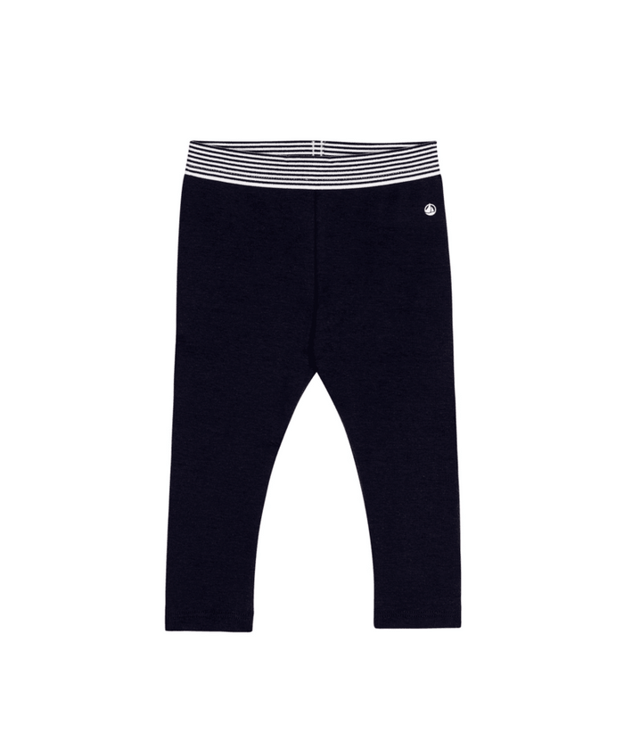 Petit Bateau Navy Baby Legging with Stripe Trim