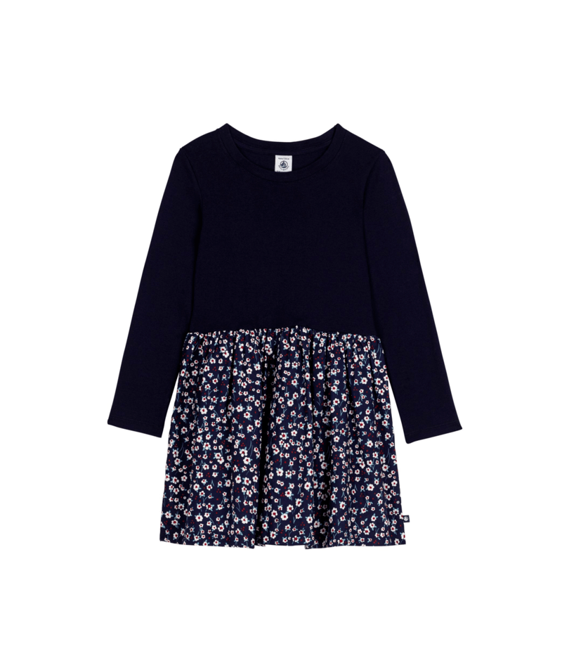 Petit Bateau Long Sleeve Dress in Navy Floral