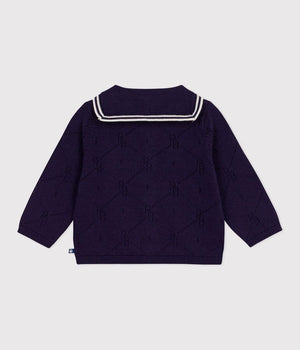 Petit Bateau Sailor Collar Cardigan in Navy
