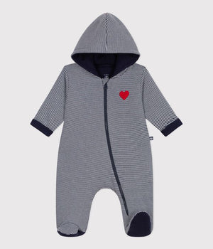 Petit Bateau Hooded Coverall in Navy Stripe