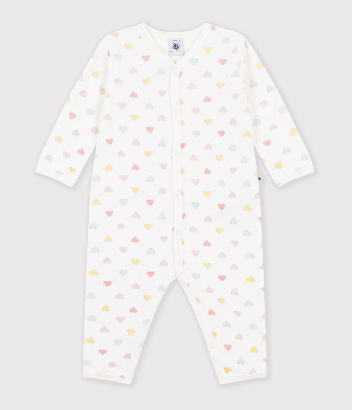 Petit Bateau Velour Romper in Multi Hearts