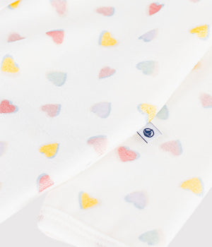Petit Bateau Velour Romper in Multi Hearts