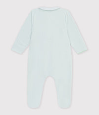 Petit Bateau Velour Snap Footie with Collar in Mint