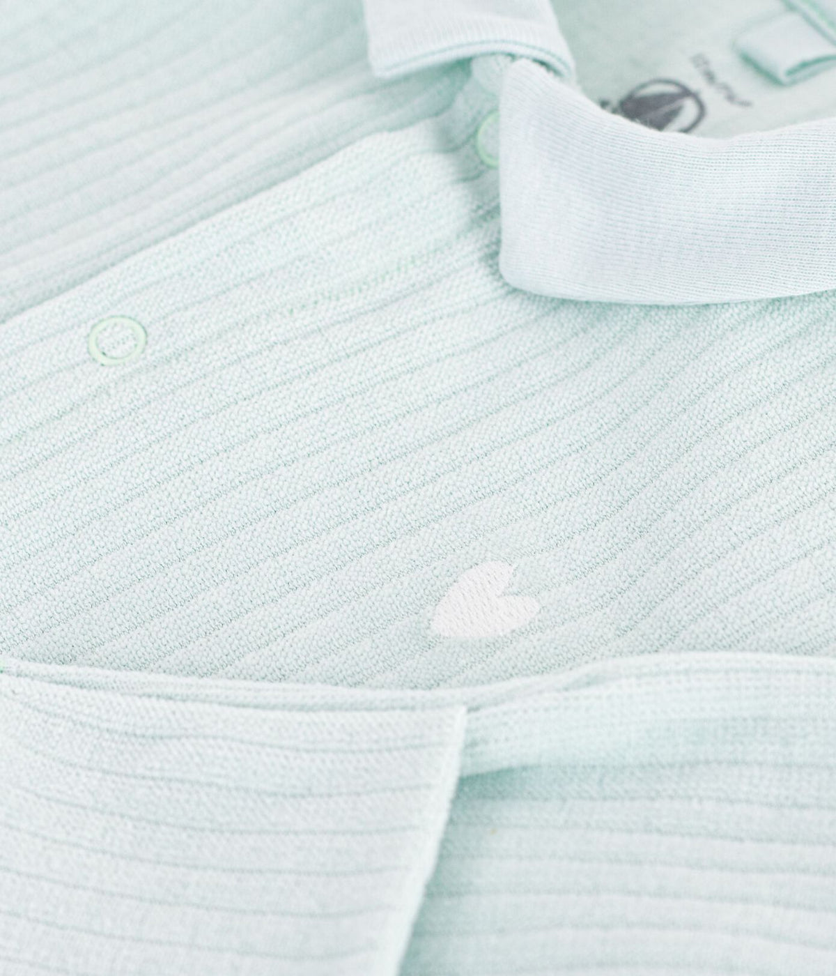 Petit Bateau Velour Snap Footie with Collar in Mint