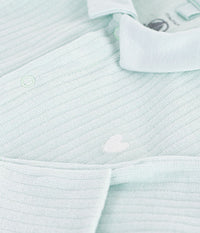 Petit Bateau Velour Snap Footie with Collar in Mint