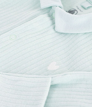 Petit Bateau Velour Snap Footie with Collar in Mint