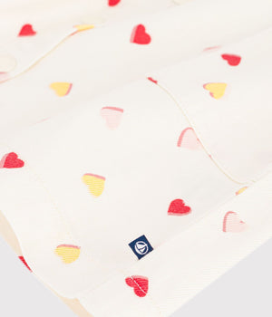 Petit Bateau Short Sleeve Collar Dress in Multi Hearts