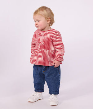 Petit Bateau Blouse in Red Stripe