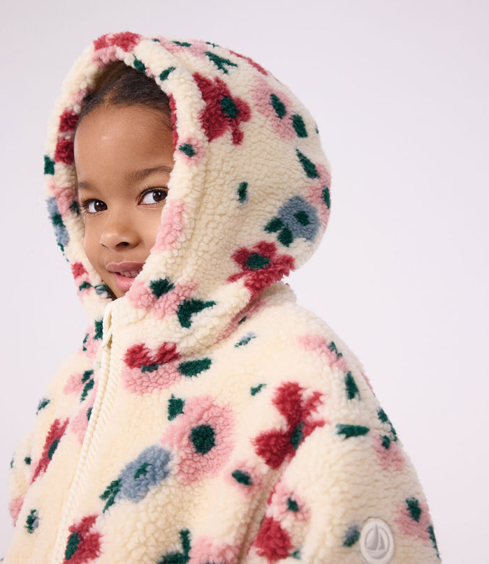 Petit Bateau Sherpa Jacket in Cream Floral