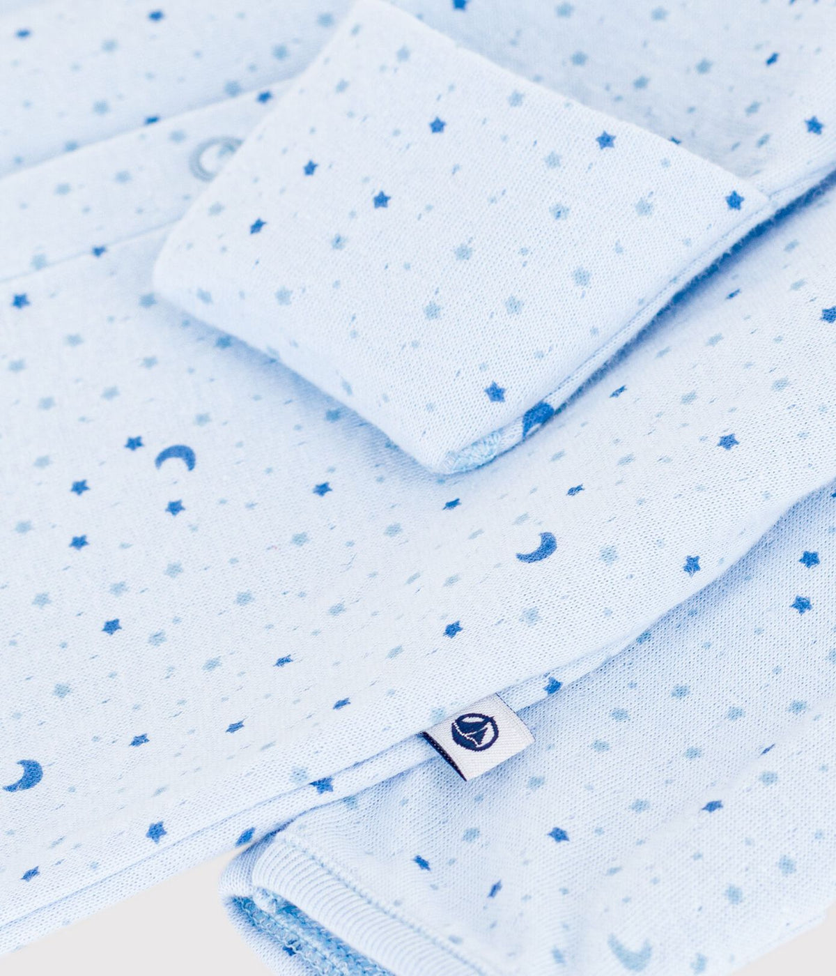Petit Bateau Snap Footie with Collar in Blue Moon & Stars
