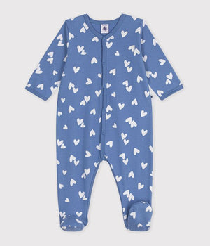 Petit Bateau Snap Footie in Blue Hearts